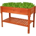 thumbnail image 1 of Sunnydaze 41.5" x 21.25" x 21.25" Stained Wooden Outdoor Raised Garden Bed with Shelf, 1 of 10