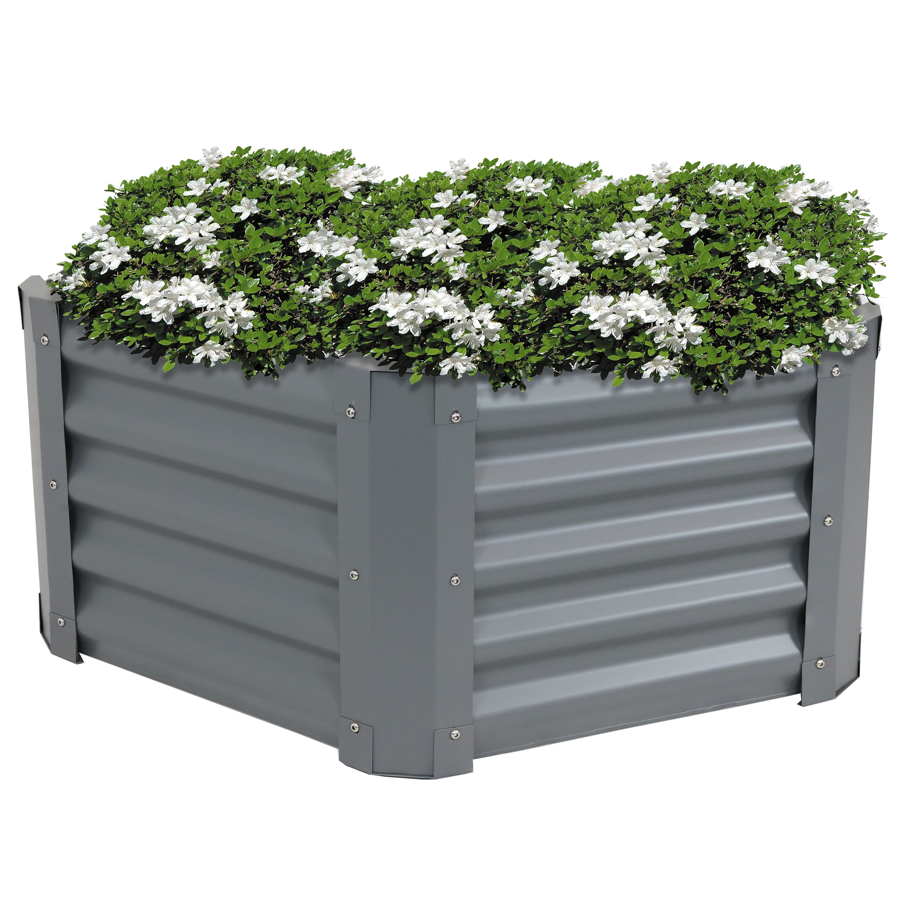 Gray Powder-Coated Steel Hexagon Raised Garden Bed Kit