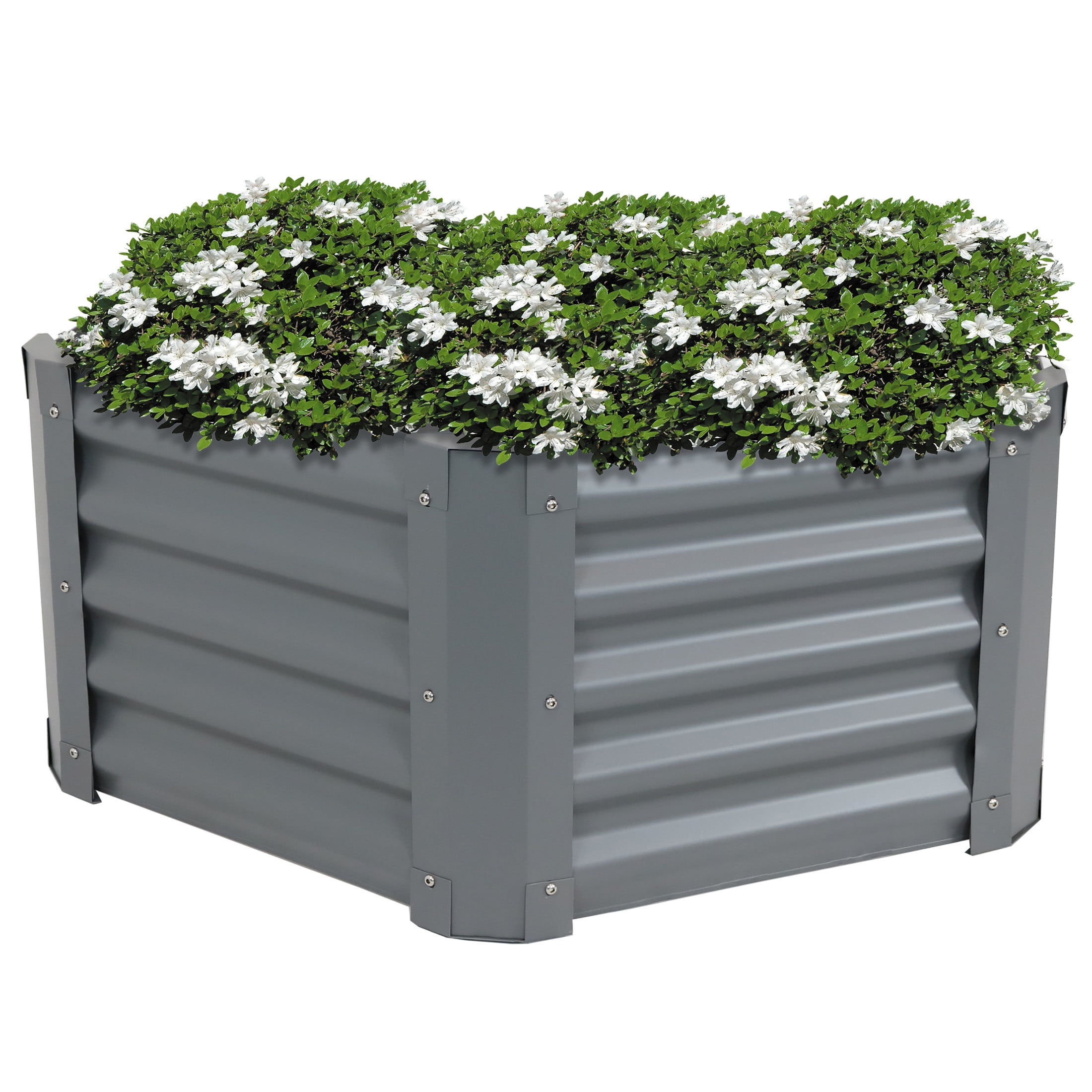 Gray Powder-Coated Steel Hexagon Raised Garden Bed Kit