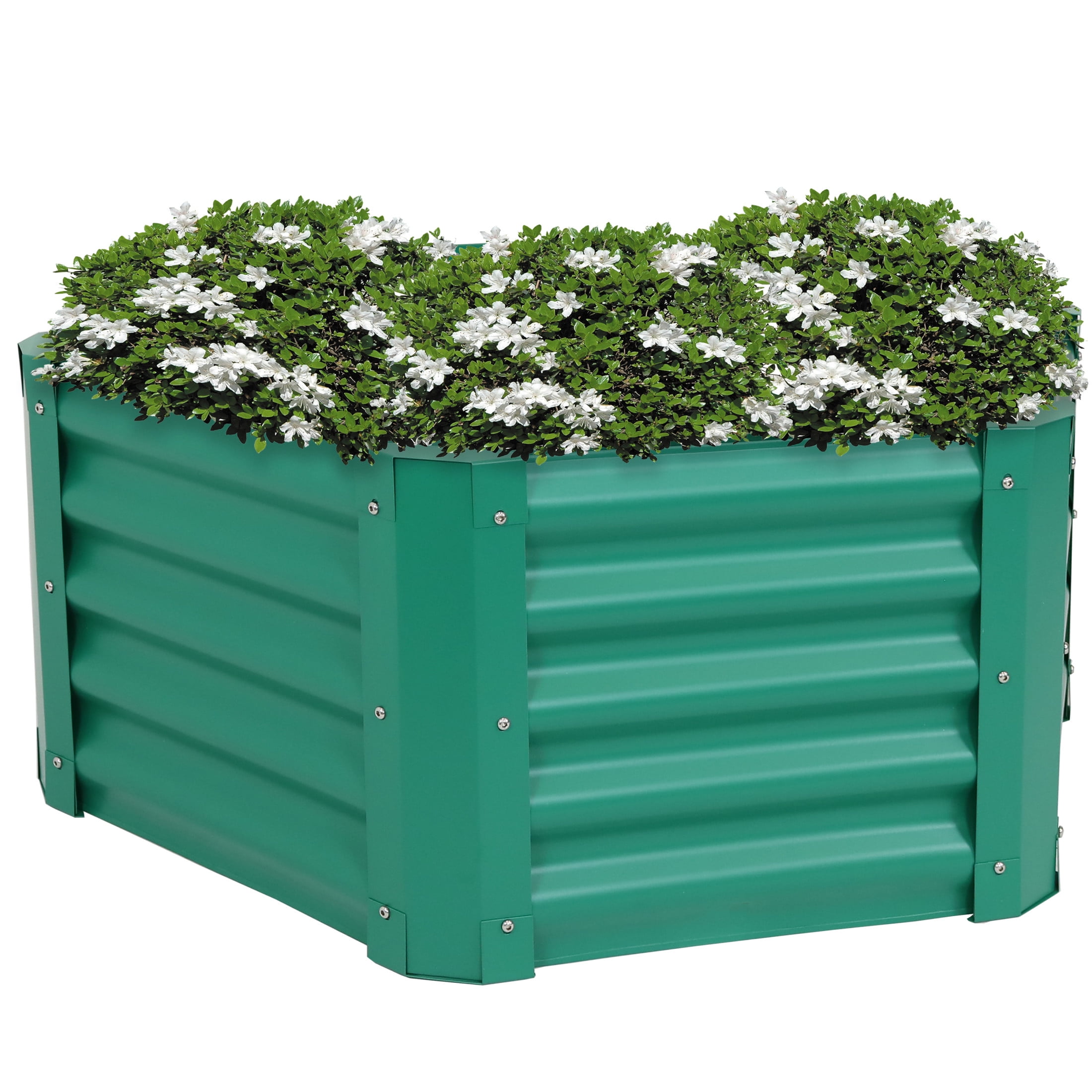 Hexagon Green Galvanized Steel Raised Garden Bed for Outdoor Plants