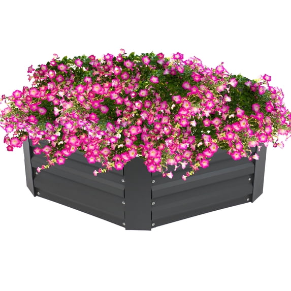 Sunnydaze 41" x 35" x 12.25" Hexagon Gray Galvanized Steel Outdoor Raised Garden Bed