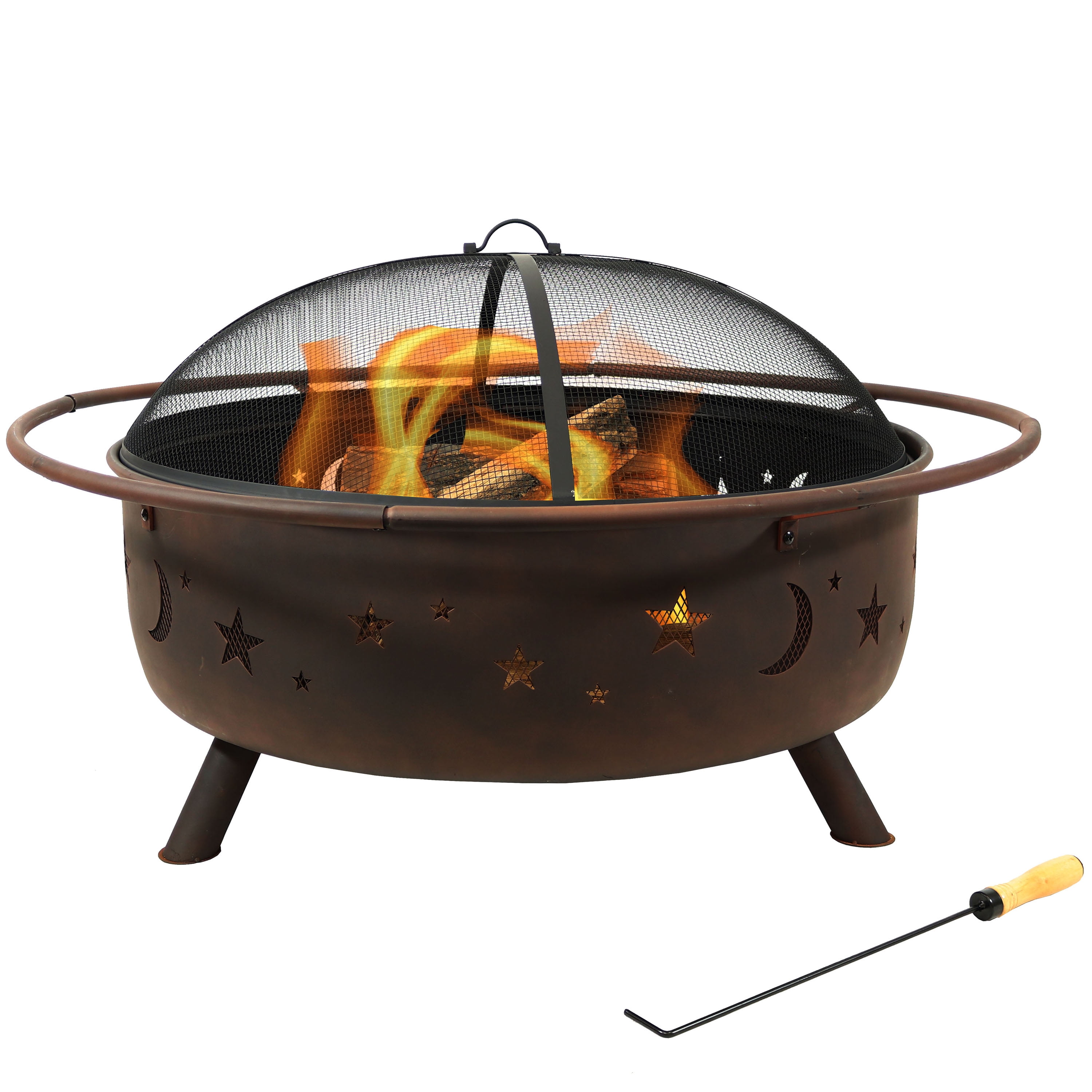 Sunnydaze 42" Bronze Wood-Burning Fire Pit with Spark Screen