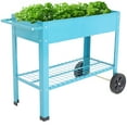 thumbnail image 1 of Sunnydaze 43.5" x 20.75" x 31.75" Blue Galvanized Steel Raised Garden Bed Cart with Wheels, 1 of 11