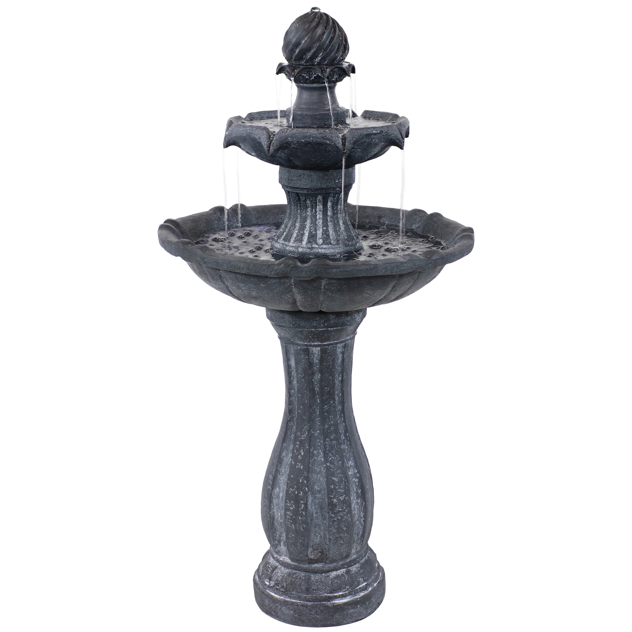 Sunnydaze Arcade Black Polyresin 2-Tier Solar Fountain with Battery
