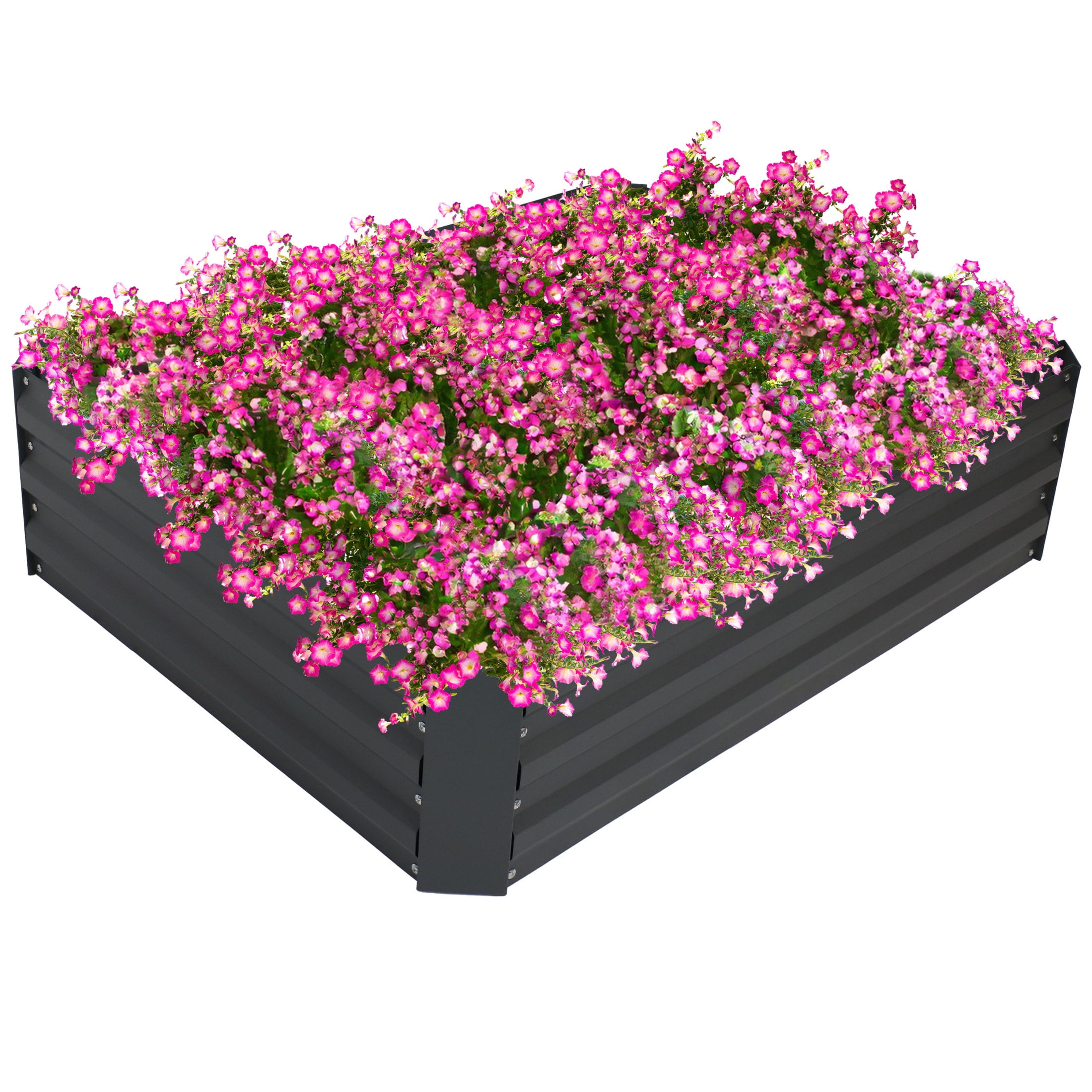 Gray Galvanized Steel 1' Tall Rectangle Raised Garden Bed