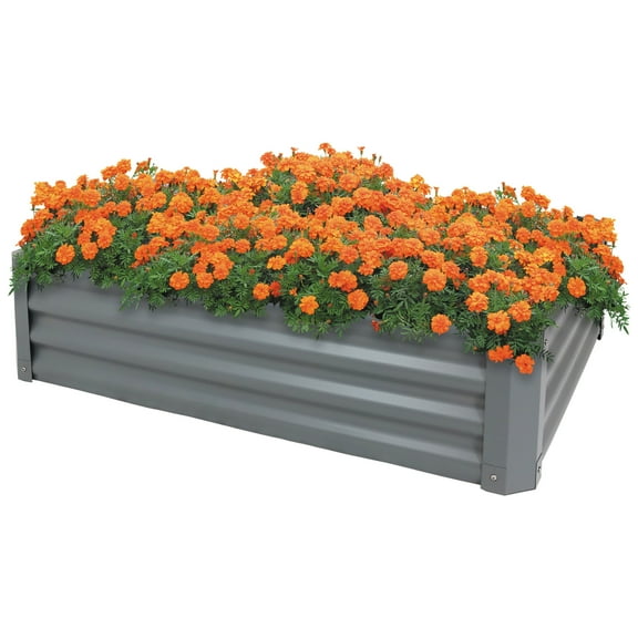 Sunnydaze 47.25" x 35.5" x 11.75" Rectangular Gray Galvanized Steel Raised Garden Bed