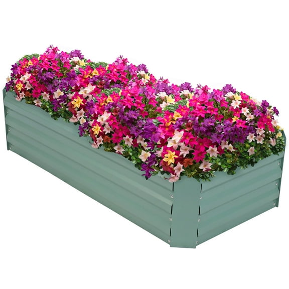 Sunnydaze 47" x 23" x 12" Rectangular Green Galvanized Steel Outdoor Raised Garden Bed