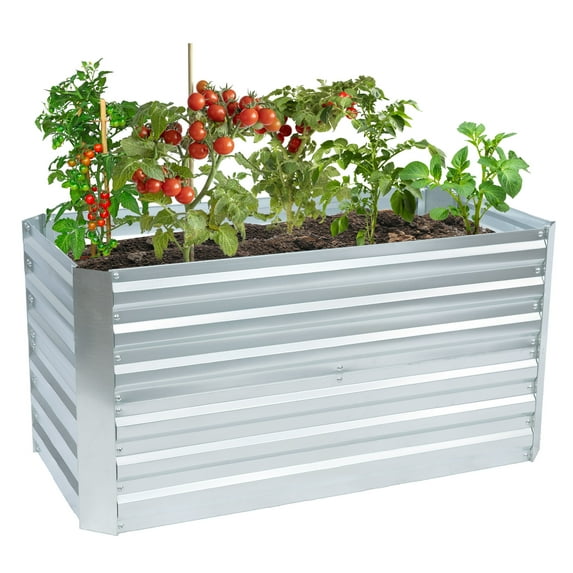 Sunnydaze 47" x 23" x 24" Rectangular Silver Galvanized Steel Outdoor Raised Garden Bed