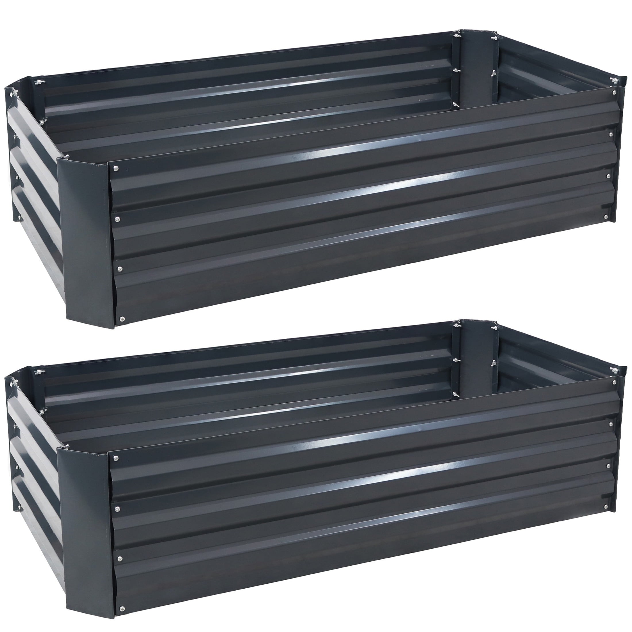 Dark Gray Galvanized Steel Raised Garden Beds for Plants and Vegetables