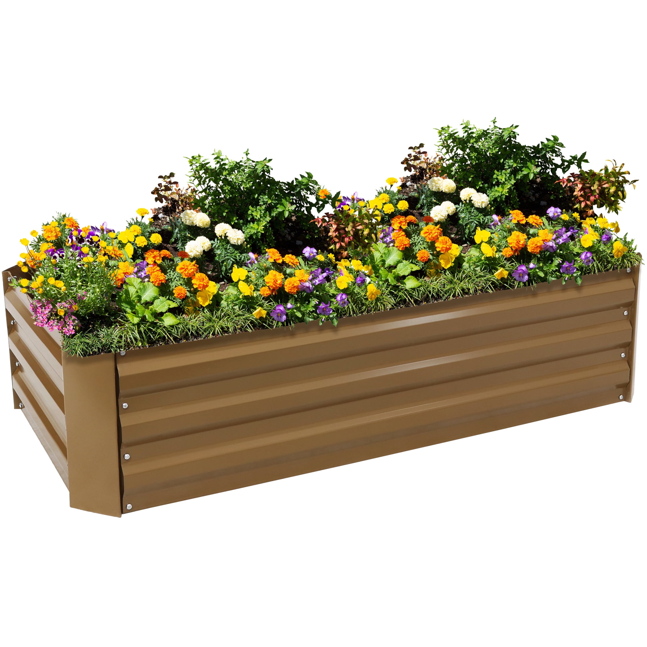 Brown Galvanized Steel Raised Garden Bed for Plants and Vegetables