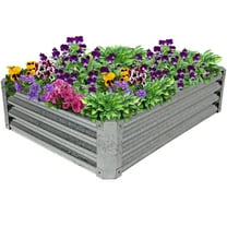 Sunnydaze 48" x 36" x 12" Rectangular Silver Galvanized Steel Raised Garden Bed