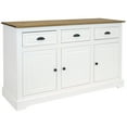 thumbnail image 1 of Sunnydaze 52" Solid Pine Sideboard Cabinet with 3 Doors 3 Drawers and Adjustable Shelf, White, 1 of 13