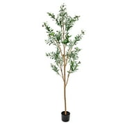 Sunnydaze 6 ft Artificial Olive Tree in Black Plastic Planter