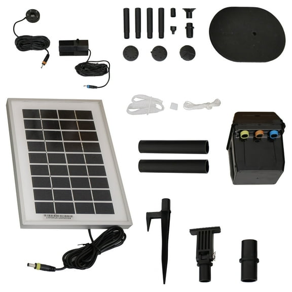 Sunnydaze 66 GPH Solar Pump with Outdoor Fountain with Battery and Light