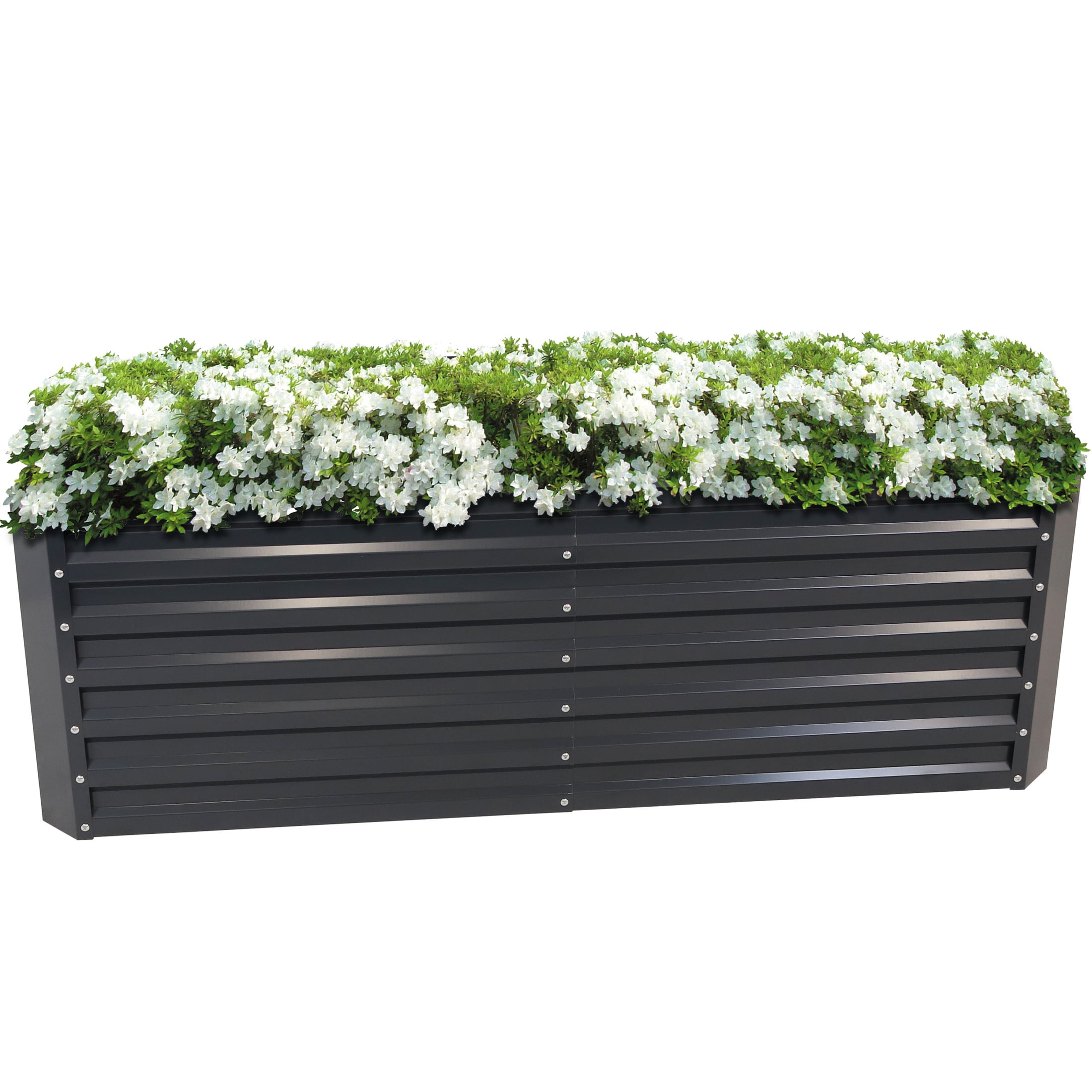 Large Dark Gray Galvalume Steel Raised Garden Bed for Outdoor Yard