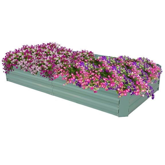 Sunnydaze 71" x 35" x 12" Rectangular Green Galvanized Steel Raised Garden Bed