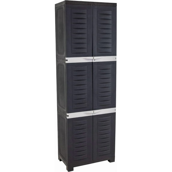 Sunnydaze 72" H Resin Garage Storage Cabinet - Garage Cabinet with Lockable Doors and Adjustable Shelves - Freestanding Utility Storage for Laundry Room, Office, Basement - Shadow