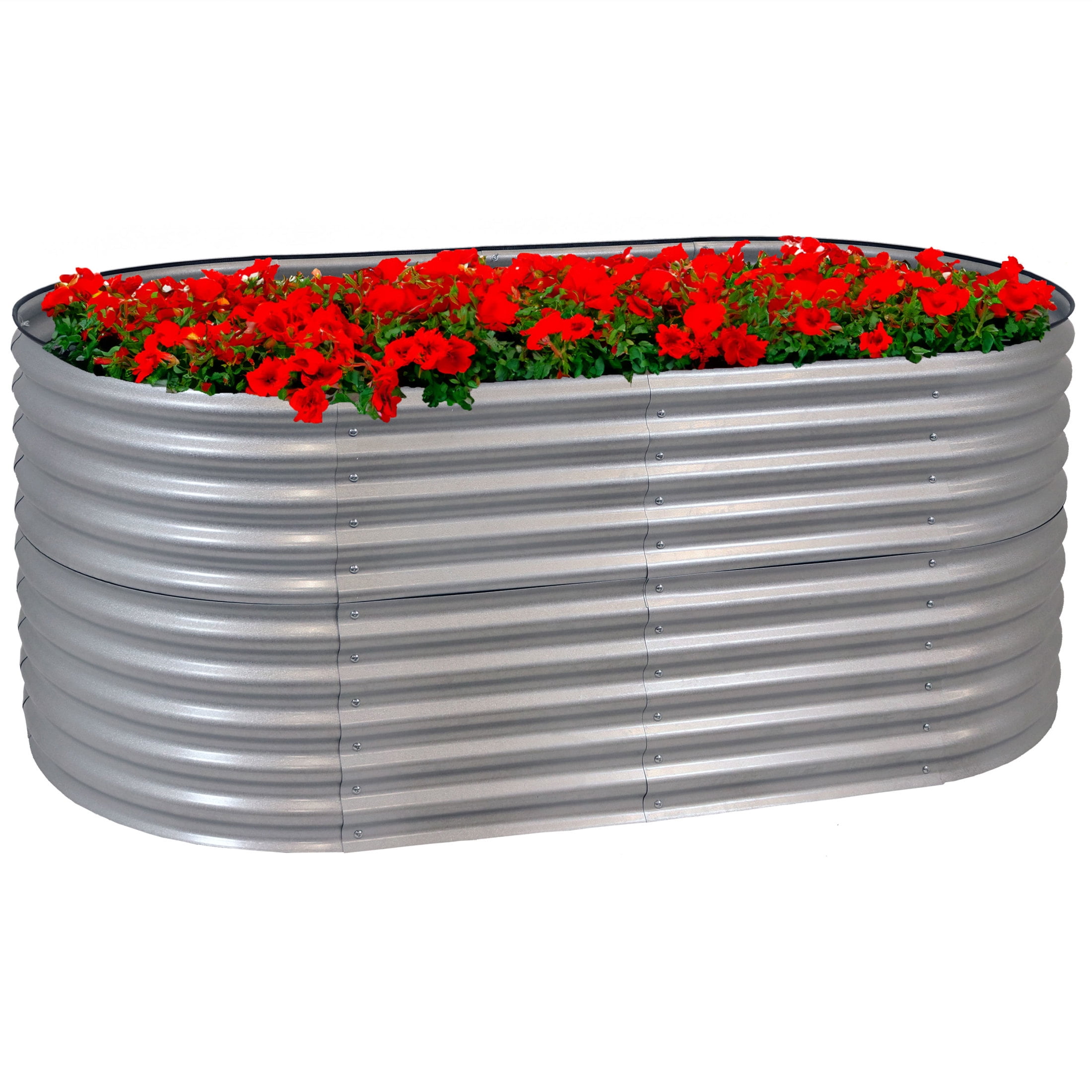 Large Silver Galvalume Steel Raised Garden Bed for Outdoor Use