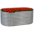 thumbnail image 1 of Sunnydaze 79" x 40" x 32" Oval Silver Steel Stackable Outdoor Raised Garden Bed, 1 of 12