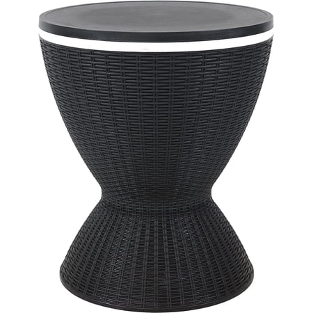 Sunnydaze Rattan Design Patio Bar Cooler Table with Height-Adjustable Tabletop - Phantom Gray