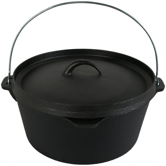Sunnydaze 8-Quart Pre-Seasoned Cast Iron Dutch Oven with Lid and Handle