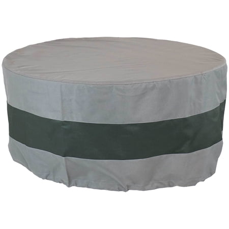 Sunnydaze 80" Diameter x 25" H Green and Gray Striped Fire Pit Cover, Drawstring Closure