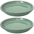 thumbnail image 1 of Sunnydaze 9.75" Round Seafoam Ceramic Outdoor Flower Pot Saucer 2-Count, 1 of 11