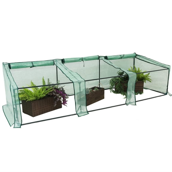 Sunnydaze 9' x 3' x 2' Outdoor Mini Cloche Greenhouse, Green Cover