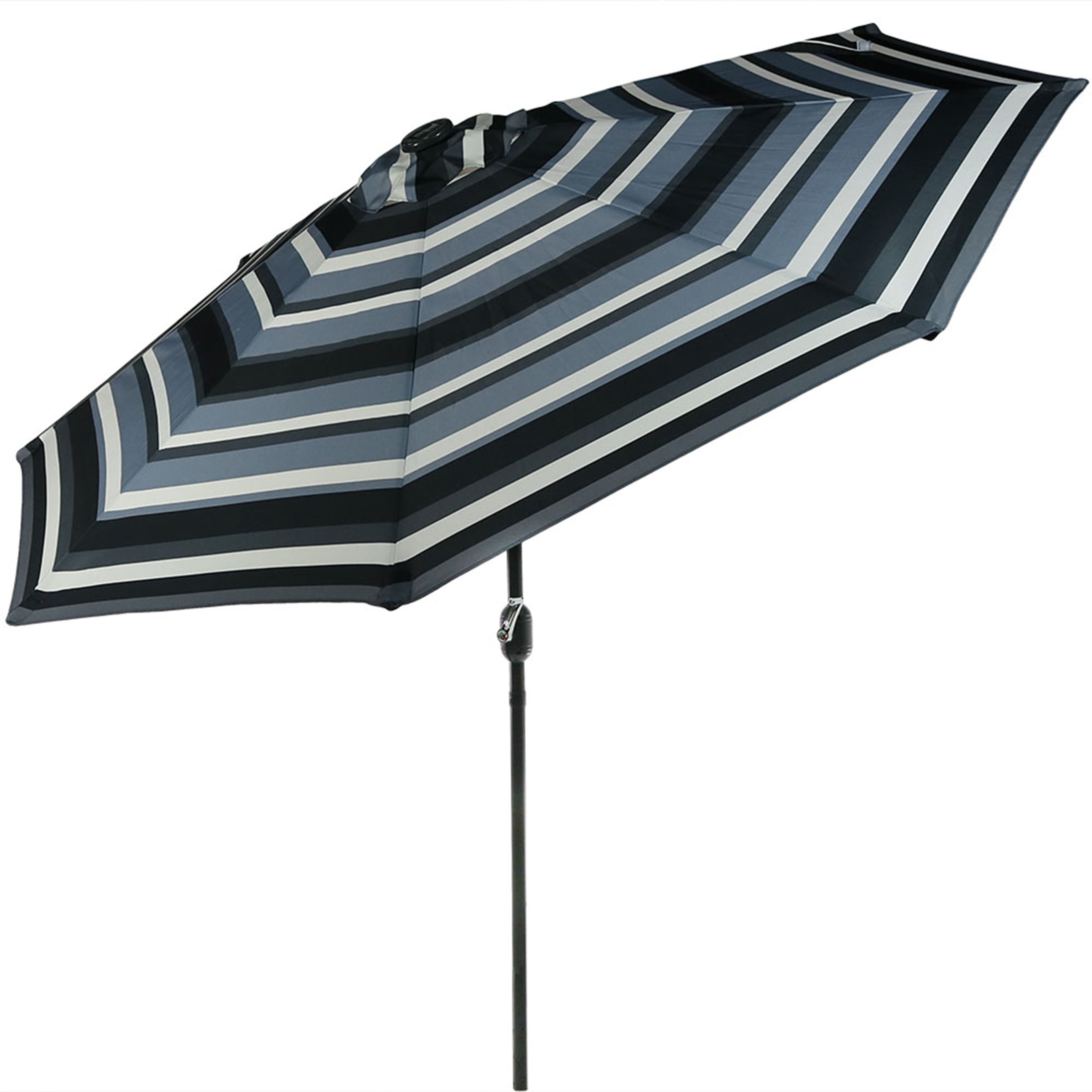 9' Catalina Beach Stripe Aluminum Solar Lighted Market Umbrella