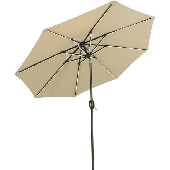 Sunnydaze 93.5" Beige Solid Octagon Market Umbrella with Push-Button Tilt