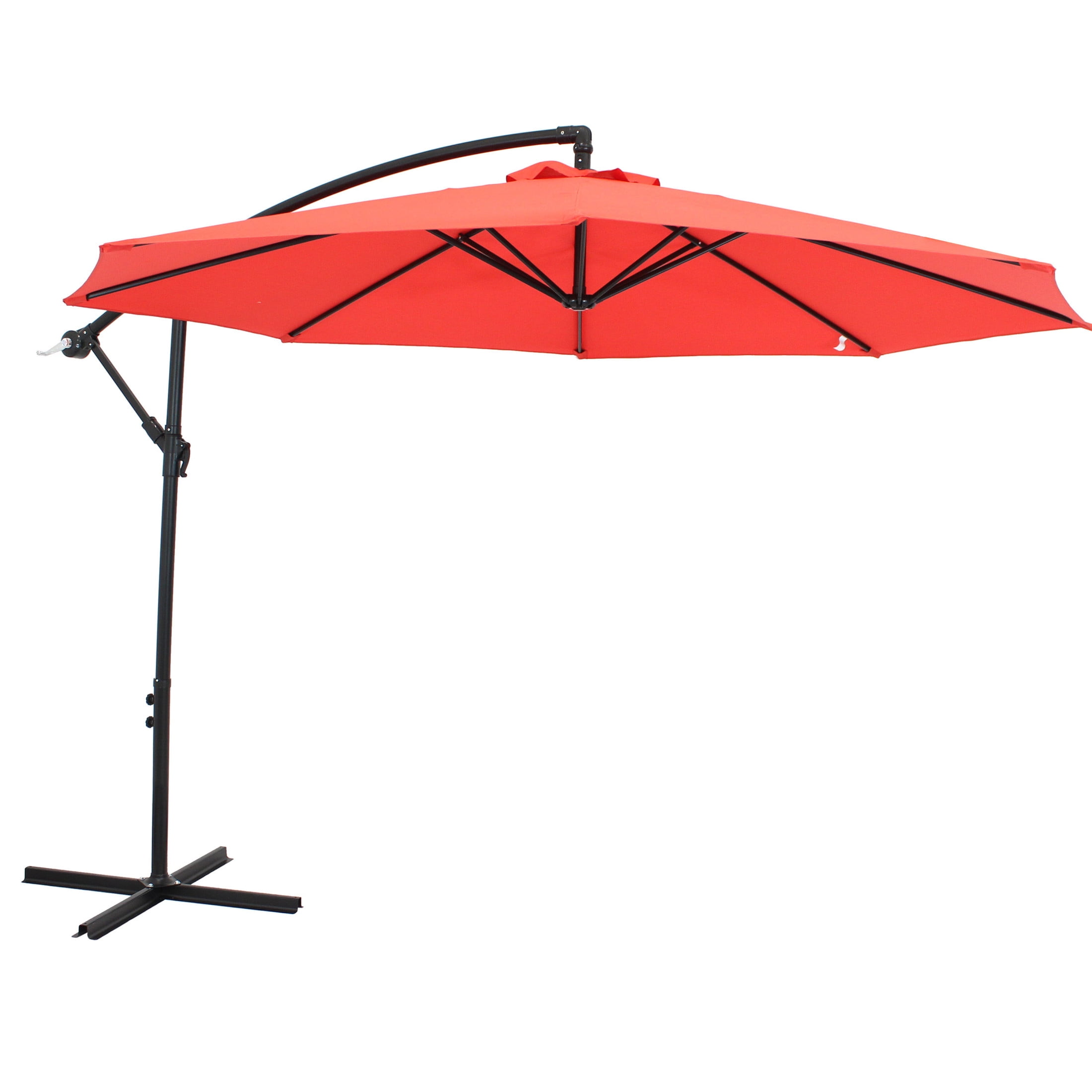 Cherry Red Steel Cantilever Patio Umbrella with Polyester Canopy