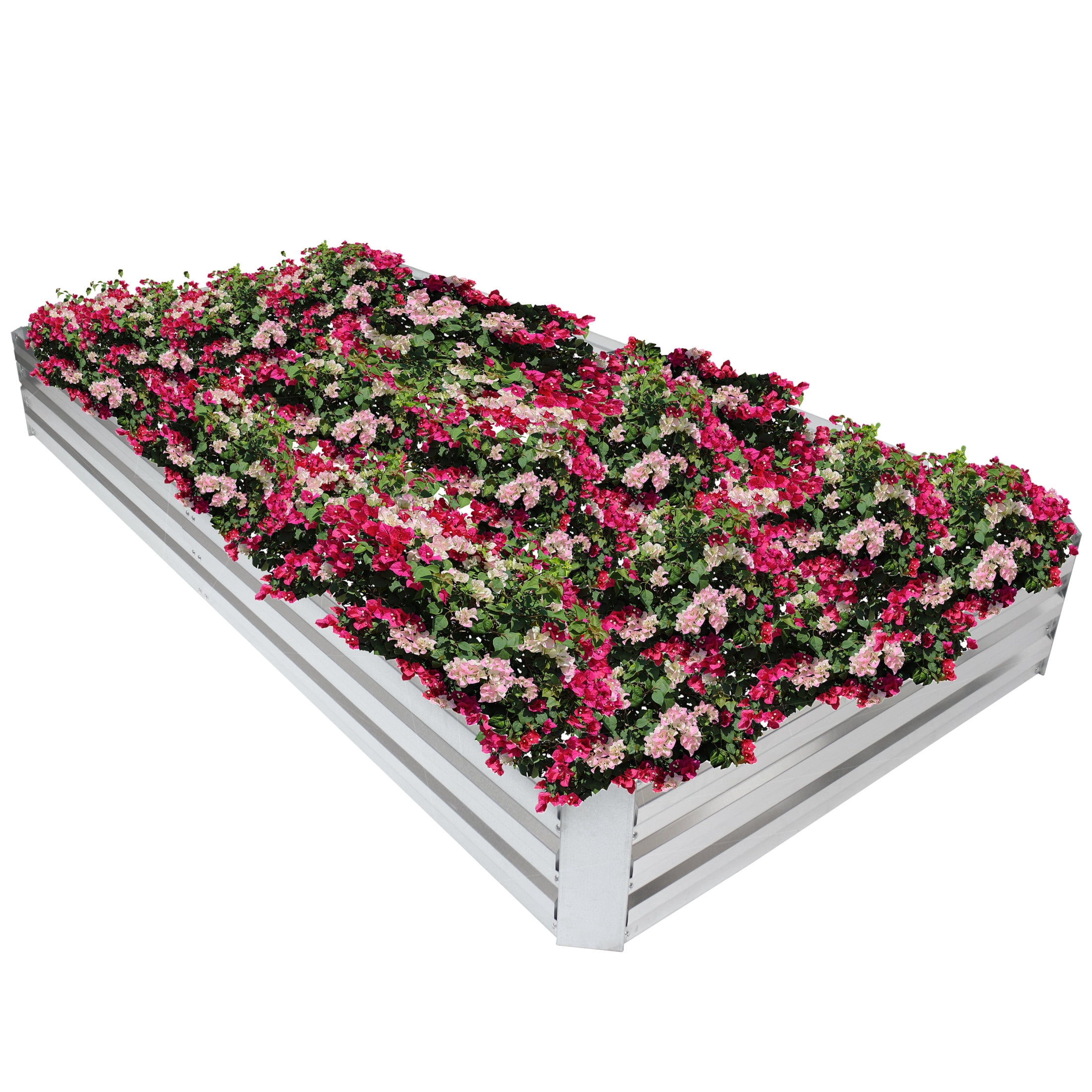 Sunnydaze 95" x 47" x 12" Rectangular Silver Galvanized Steel Raised Garden Bed
