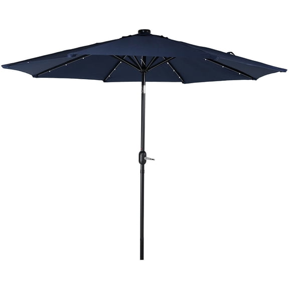 Sunnydaze 96" Navy Blue Solid Octagon Market Umbrella with Solar-Powered LEDs