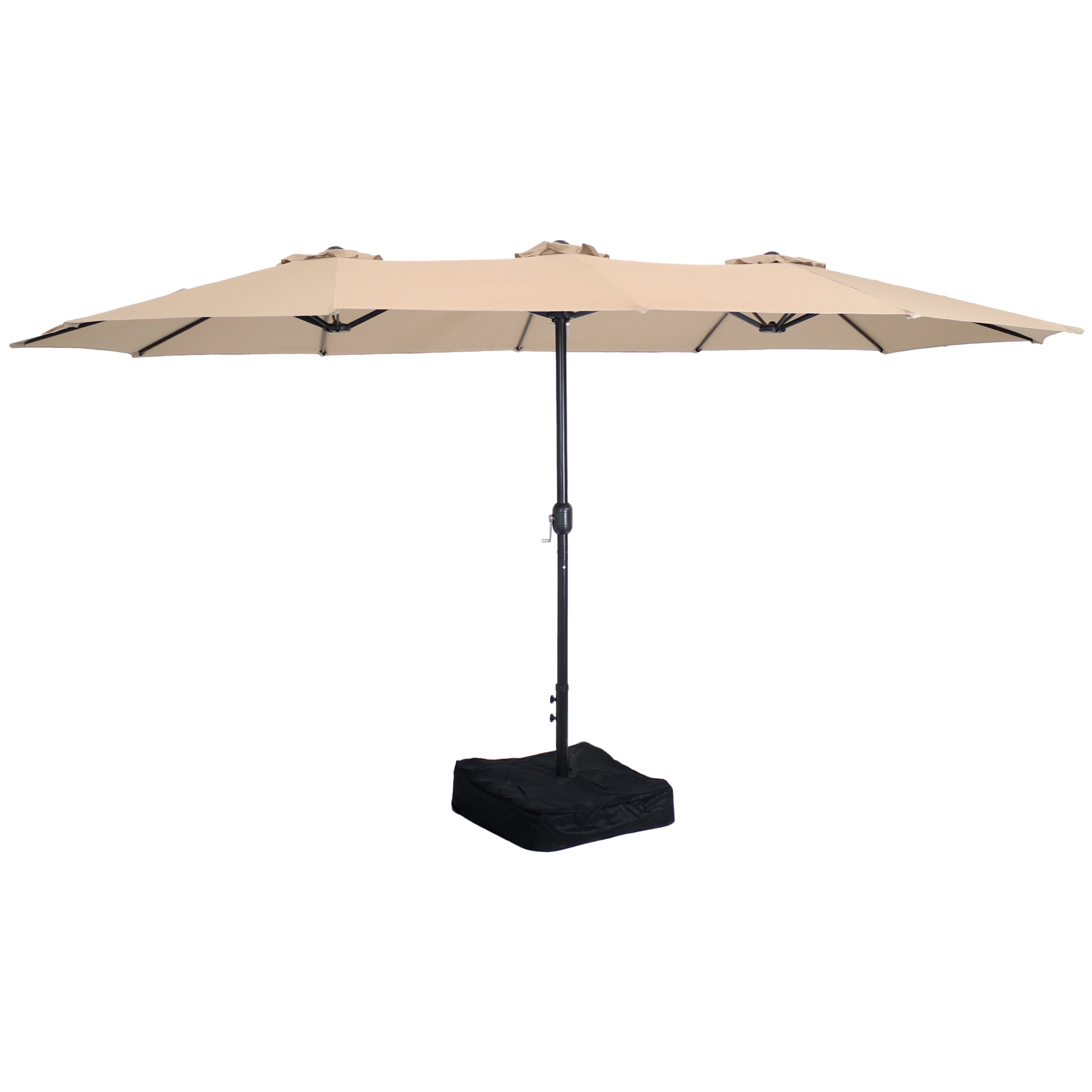 Tan Double-Sided Steel Market Umbrella with Polyester Canopy