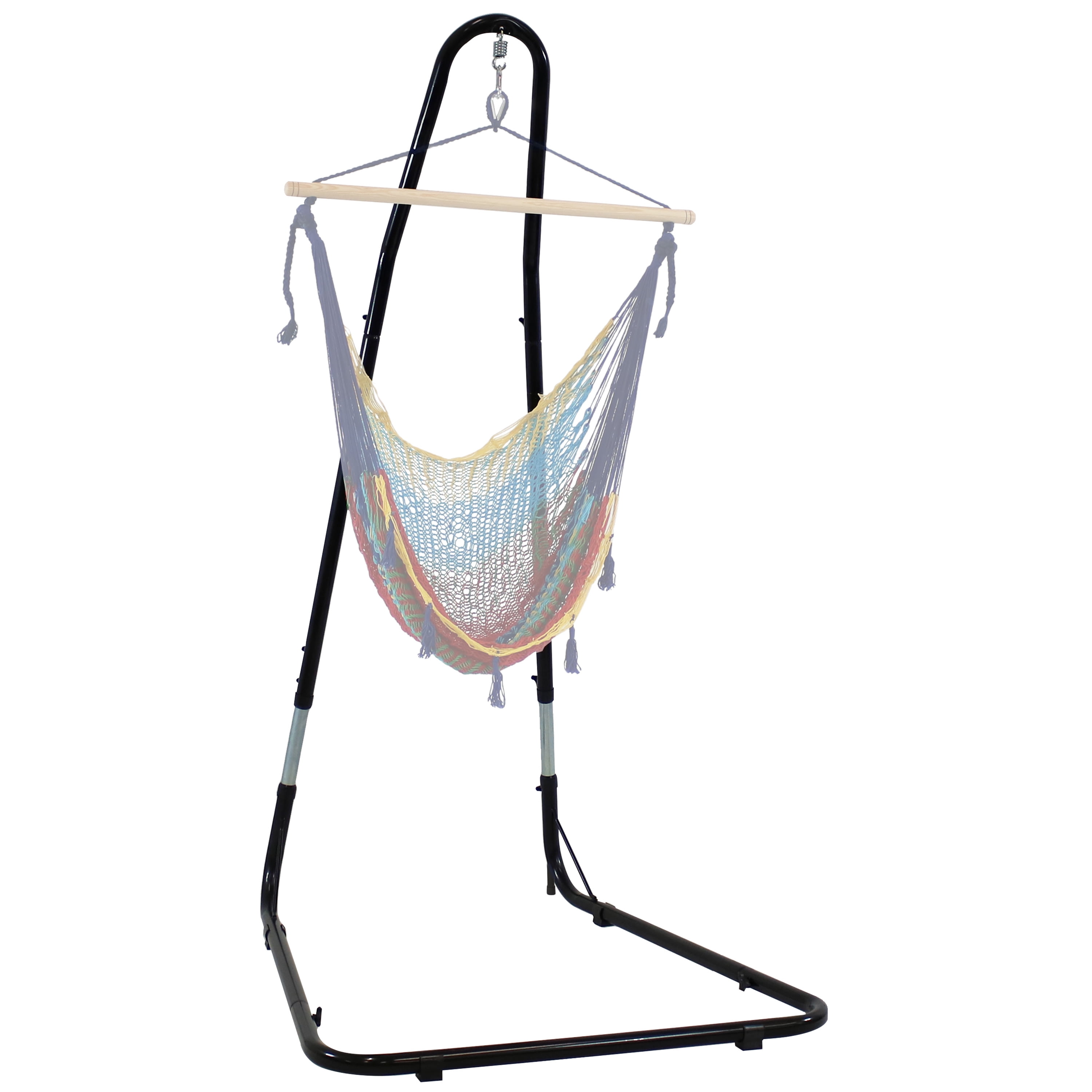 Adjustable Black Powder-Coated Steel Hammock Chair Stand