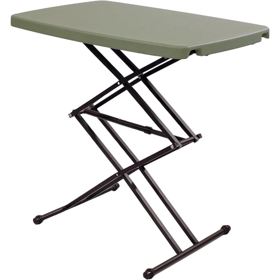 Sunnydaze Adjustable Height Utility Table - Rectangle Folding Table with Collapsible Legs and Plastic Top - Indoor or Outdoor Use - Gray - 29.5" H