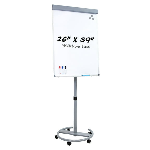 Sunnydaze Adjustable Magnetic Whiteboard Easel, 27.5" x 78", with Wheels