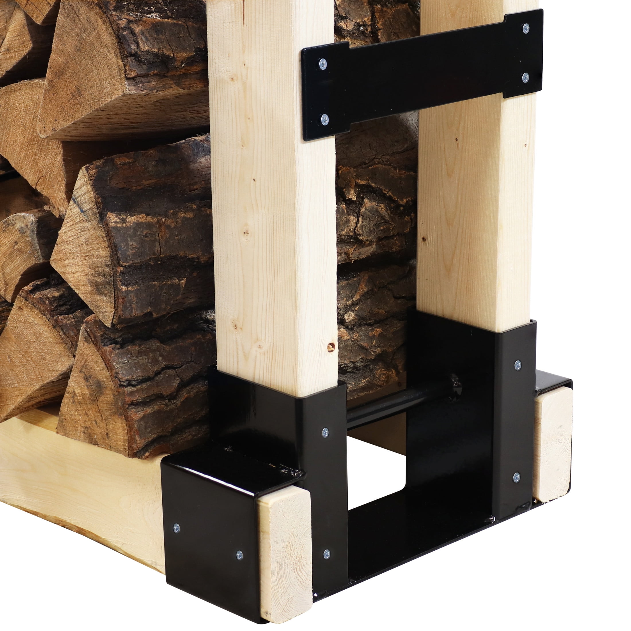 Adjustable Black Steel Firewood Log Rack Bracket Kit