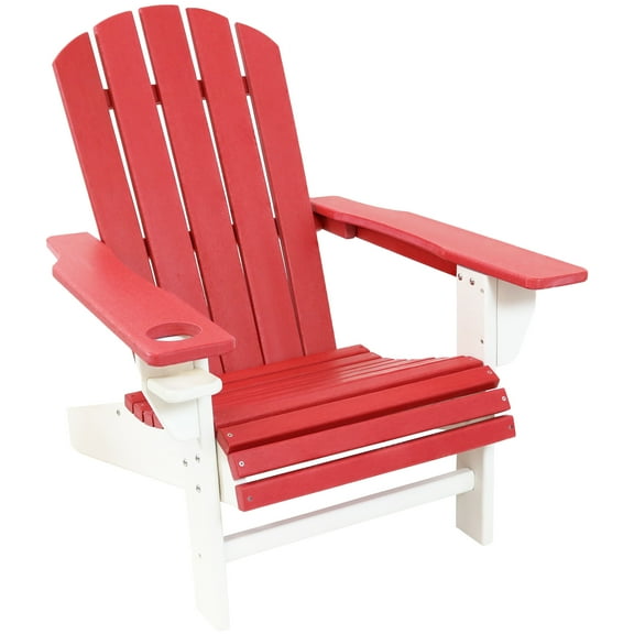 Sunnydaze HDPE Adirondack Chair - Set of 2, Red/White