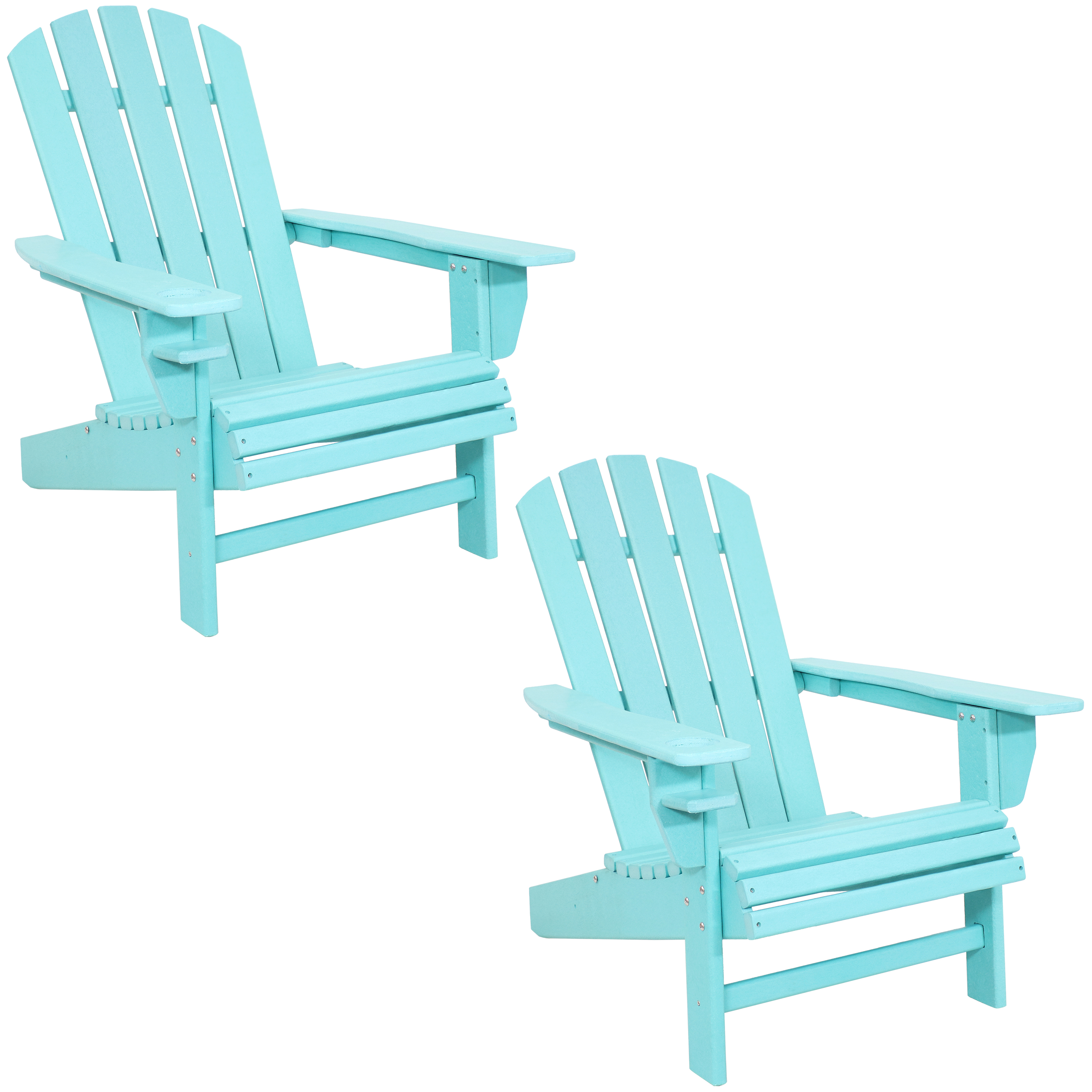 Sunnydaze All-Weather Outdoor Adirondack Chair with Drink Holder - Turquoise - Set of 2 - image 1 of 11