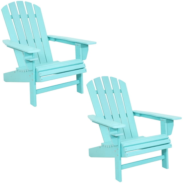 Sunnydaze All-Weather Outdoor Adirondack Chair with Drink Holder - Turquoise - Set of 2