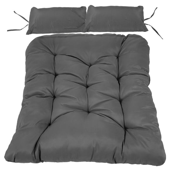 Sunnydaze Andrei 43.5" x 7" Dark Gray Solid Double Egg Chair Seat and Headrest Cushions