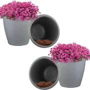 Sunnydaze Anjelica 20 x 20 x 16 Round Light Gray Polyresin Outdoor Planter Pot