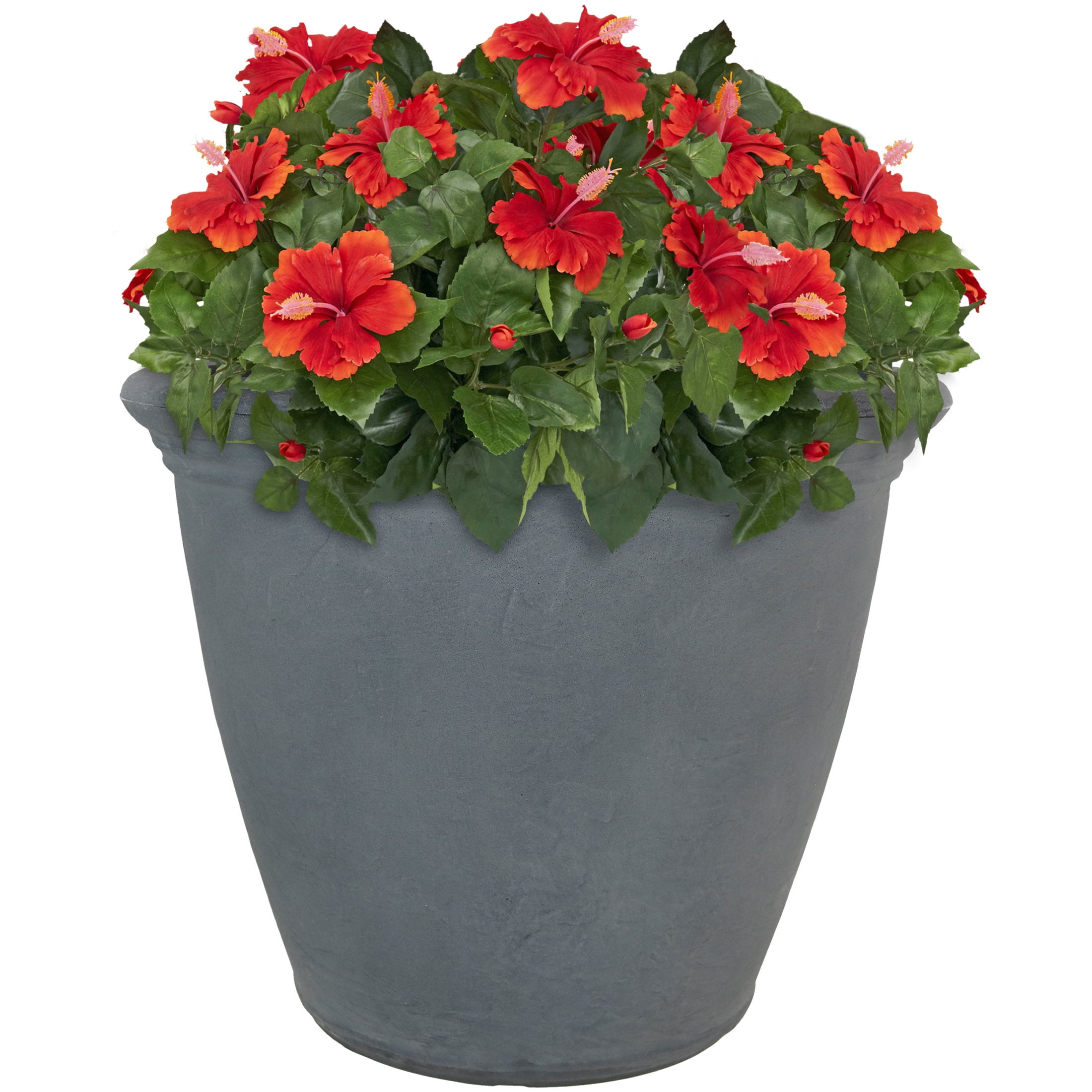 Sunnydaze Anjelica 20" x 20" x 16" Round Slate Polyresin Outdoor Planter Pot