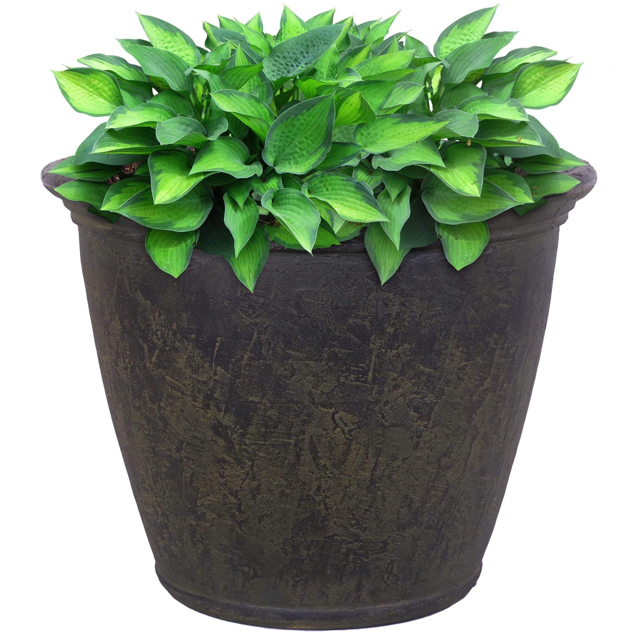 Sunnydaze Anjelica 24" x 24" x 20" Round Sable Polyresin Outdoor Planter Pot