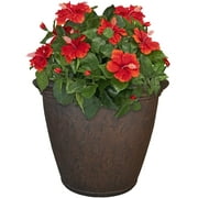 Sunnydaze Anjelica Polyresin Outdoor Flower Pot Planter - Rust - Single
