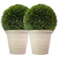 thumbnail image 1 of Sunnydaze Arabella 16" x 16" x 13.5" Round Antique White Polyresin Outdoor Planter Pot 2-Count, 1 of 14