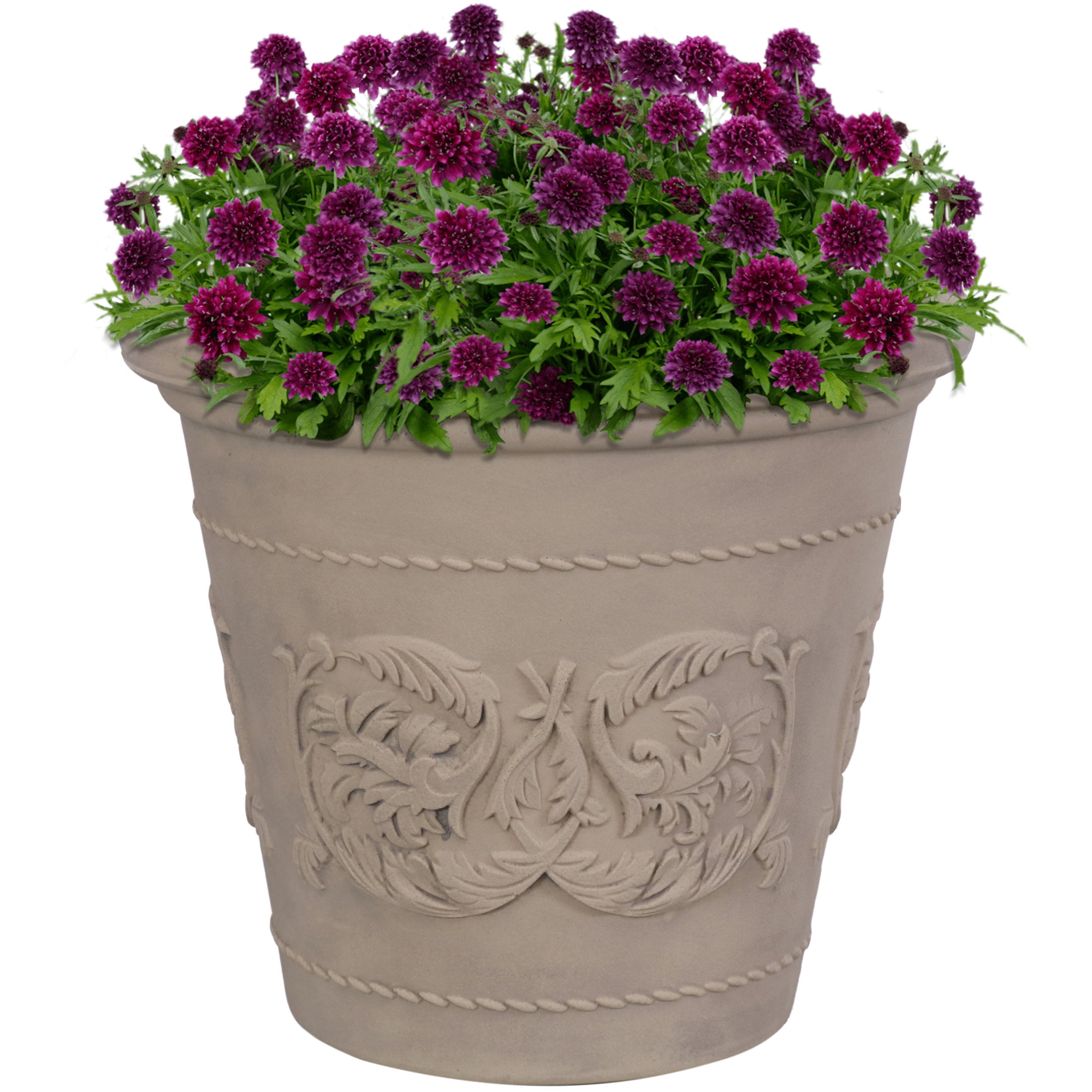 Sunnydaze Arabella 19.5" x 19.5" x 17.5" Round Beige Polyresin Outdoor Planter Pot