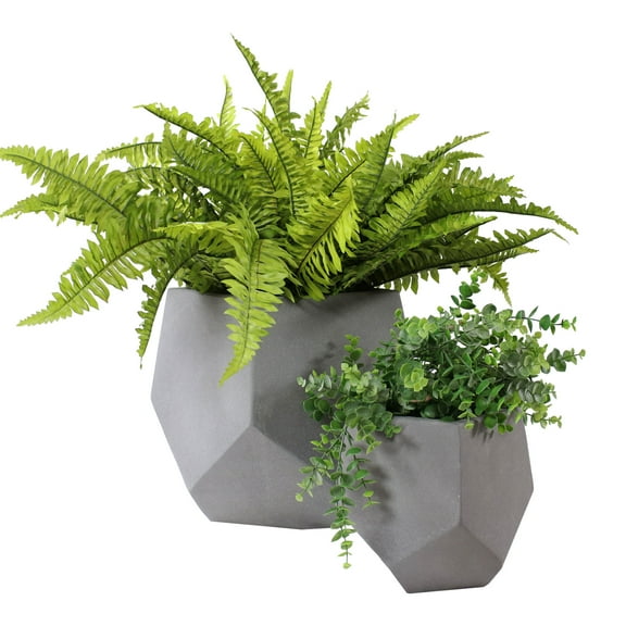 Sunnydaze Assorted Moondust Concrete Outdoor Planters 2-Count