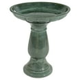 thumbnail image 1 of Sunnydaze Avignon Freestanding Ceramic Outdoor Bird Bath, UV-Resistant Green Mist Finish, 1 of 11